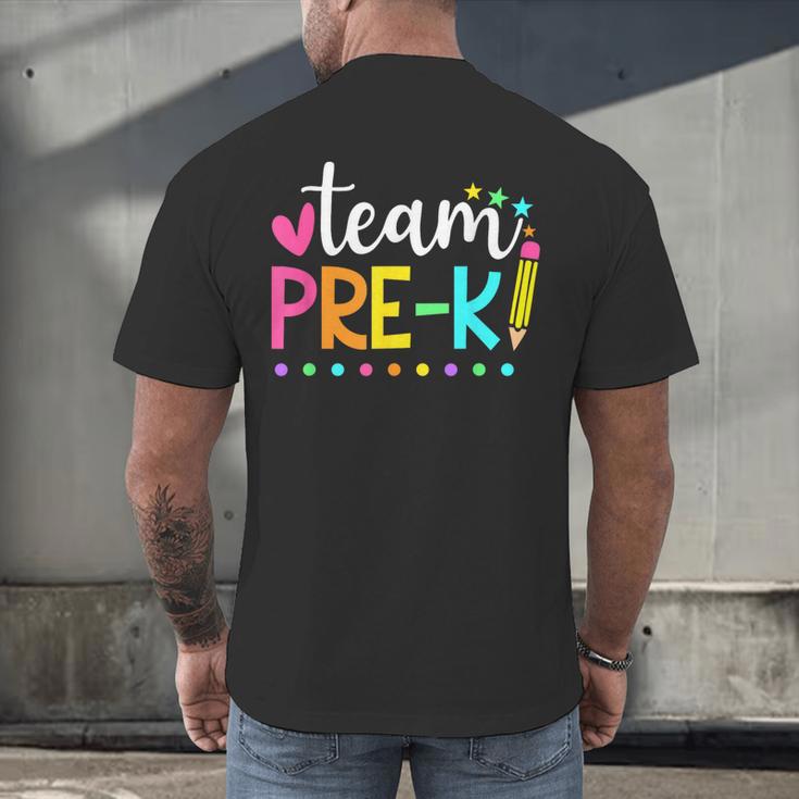 Pre-k Team Pencil Teacher Student Back To School Girls Men's Back Print T-Shirt, gift for family, gift for coworker Pre-k Team Pencil Teacher Student Back To School Girls Men's Back Print T-Shirt, gift for family, gift for coworker