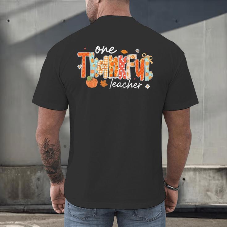 Preppy One Thankful Teacher Coquette Thanksgiving Teacher Men's Back Print T-Shirt, gift for family, gift for coworker Preppy One Thankful Teacher Coquette Thanksgiving Teacher Men's Back Print T-Shirt, gift for family, gift for coworker