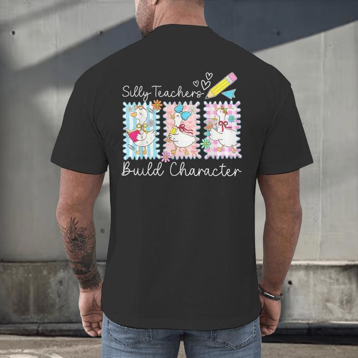Preppy Silly Teacher Goose Build Character Back To School Men's Back Print T-Shirt, gift for family, gift for coworker Preppy Silly Teacher Goose Build Character Back To School Men's Back Print T-Shirt, gift for family, gift for coworker