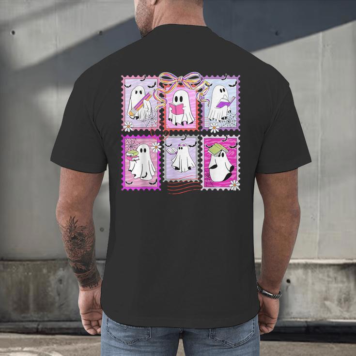 Preppy Spooky Teacher Halloween Ghost Coquette Bow Autumn Men's Back Print T-Shirt, gift for family, gift for coworker Preppy Spooky Teacher Halloween Ghost Coquette Bow Autumn Men's Back Print T-Shirt, gift for family, gift for coworker