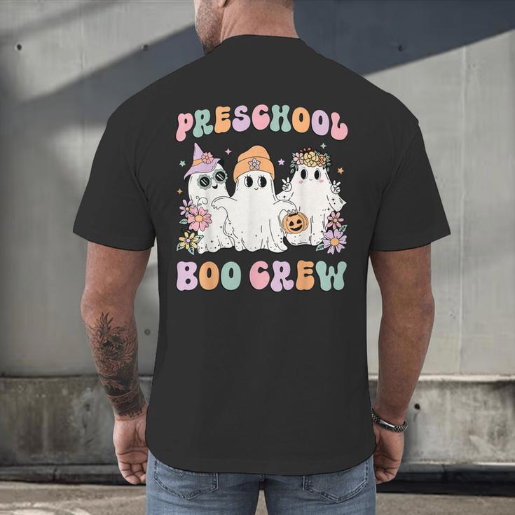 Preschool Boo Crew Groovy Halloween Floral Ghost Teacher Men Women Kids Men's Back Print T-Shirt, gift for family, gift for coworker Preschool Boo Crew Groovy Halloween Floral Ghost Teacher Men Women Kids Men's Back Print T-Shirt, gift for family, gift for coworker