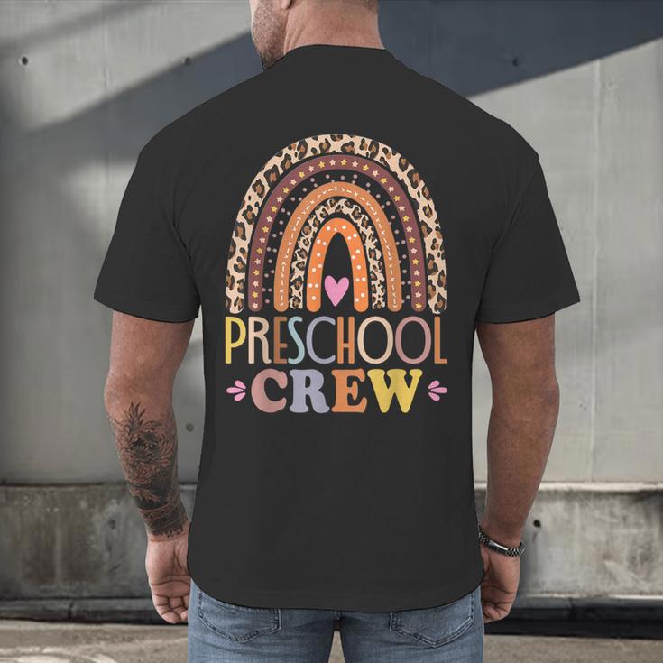 Preschool Crew Cute Leopard Rainbow Back To School Teachers Men's Back Print T-Shirt, gift for family, gift for coworker