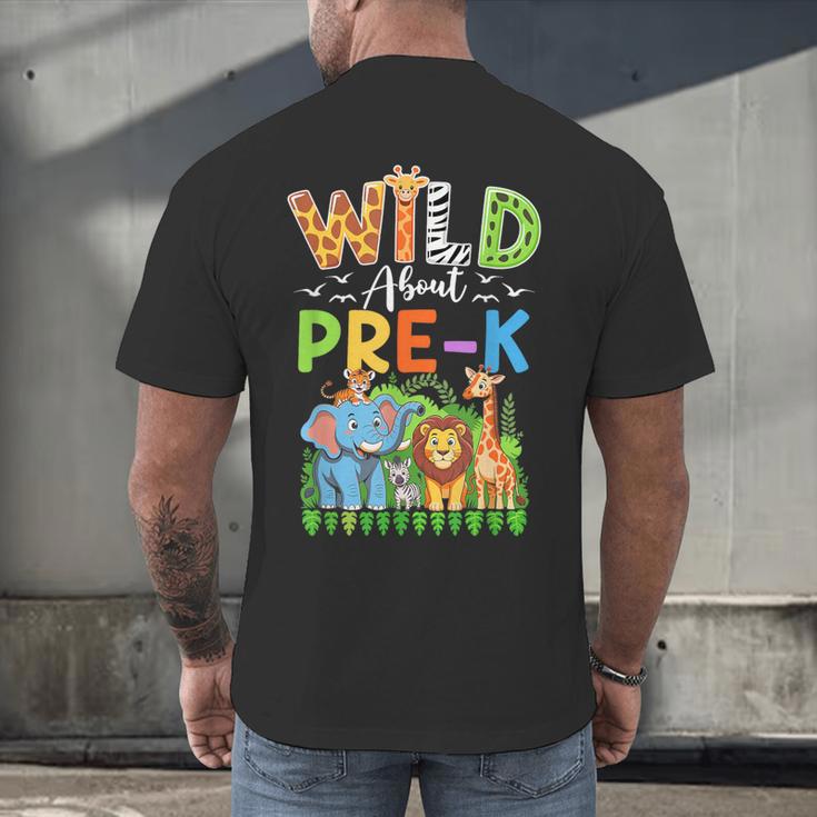 Preschool Teacher Kids Back To School Wild About Pre-K Men's Back Print T-Shirt, gift for family, gift for coworker