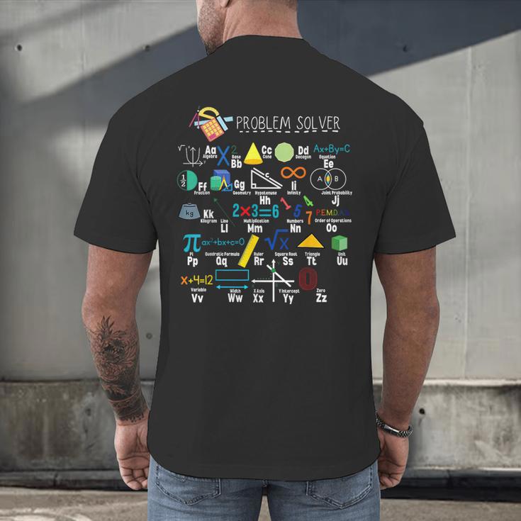 Problem Solver Math Alphabet ABC Teacher Students Men's Back Print T-Shirt, gift for family, gift for coworker Problem Solver Math Alphabet ABC Teacher Students Men's Back Print T-Shirt, gift for family, gift for coworker