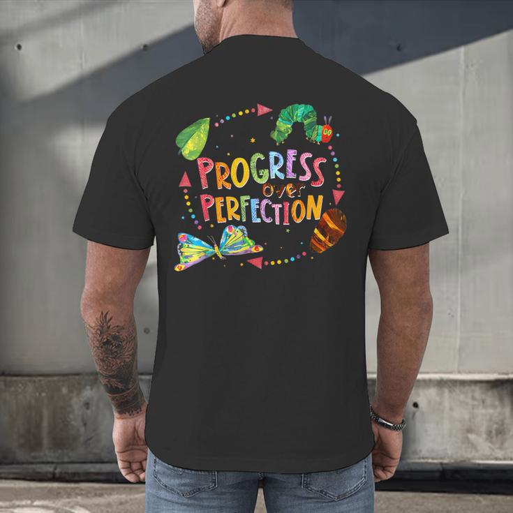 Progress Over Perfection Caterpillar Teacher Back To School Men's Back Print T-Shirt, gift for family, gift for coworker Progress Over Perfection Caterpillar Teacher Back To School Men's Back Print T-Shirt, gift for family, gift for coworker