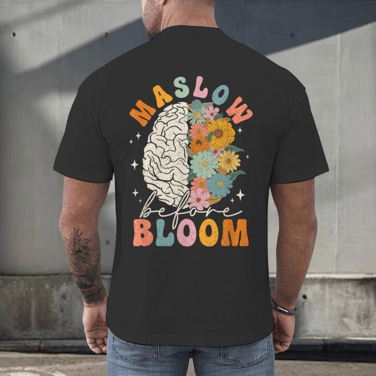 Psychologist Maslow Before Bloom Sped Teacher Classroom Men's Back Print T-Shirt, gift for family, gift for coworker Psychologist Maslow Before Bloom Sped Teacher Classroom Men's Back Print T-Shirt, gift for family, gift for coworker