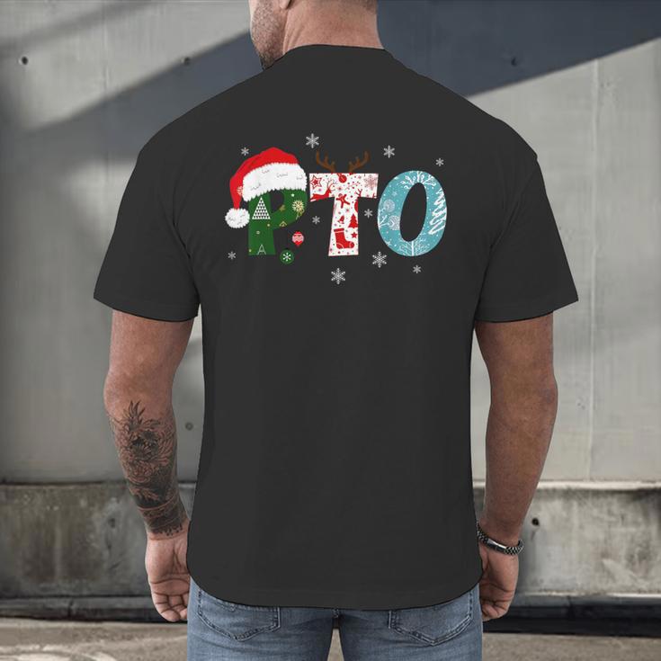 PTO Santa Hat Reindeer Parent Teacher Organization Christmas Men's Back Print T-Shirt, gift for family, gift for coworker PTO Santa Hat Reindeer Parent Teacher Organization Christmas Men's Back Print T-Shirt, gift for family, gift for coworker