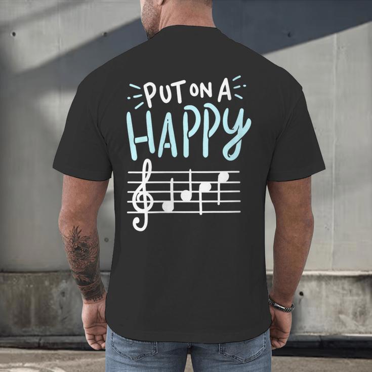 Put On A Happy Face Music Music Teacher Men's Back Print T-Shirt, gift for family, gift for coworker Put On A Happy Face Music Music Teacher Men's Back Print T-Shirt, gift for family, gift for coworker