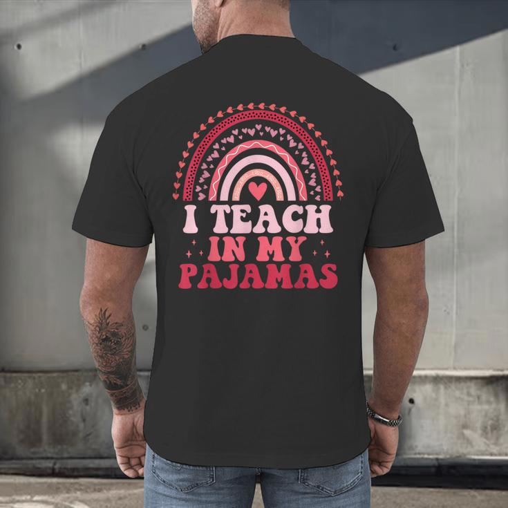Rainbow Retro Homeschool Mom Teacher I Teach In My Pajamas Men's Back Print T-Shirt, gift for family, gift for coworker Rainbow Retro Homeschool Mom Teacher I Teach In My Pajamas Men's Back Print T-Shirt, gift for family, gift for coworker