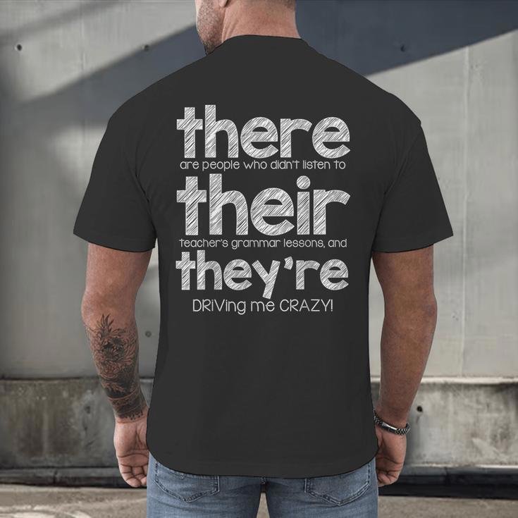 There Their They'Re English Grammar Teacher Humor Men's Back Print T-Shirt, gift for family, gift for coworker