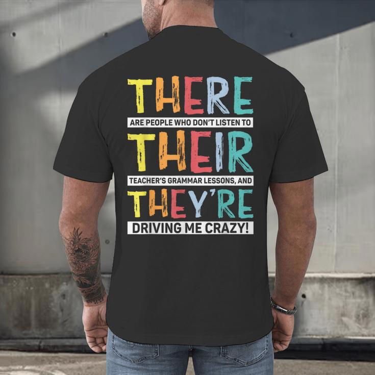 There Their They’Re Grammar Joke For English Teacher Student Men's Back Print T-Shirt, gift for family, gift for coworker