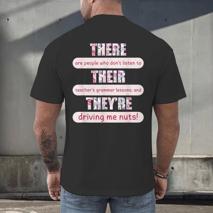 There Their They'Re Teacher English Grammar Police Men's Back Print T-Shirt, gift for family, gift for coworker