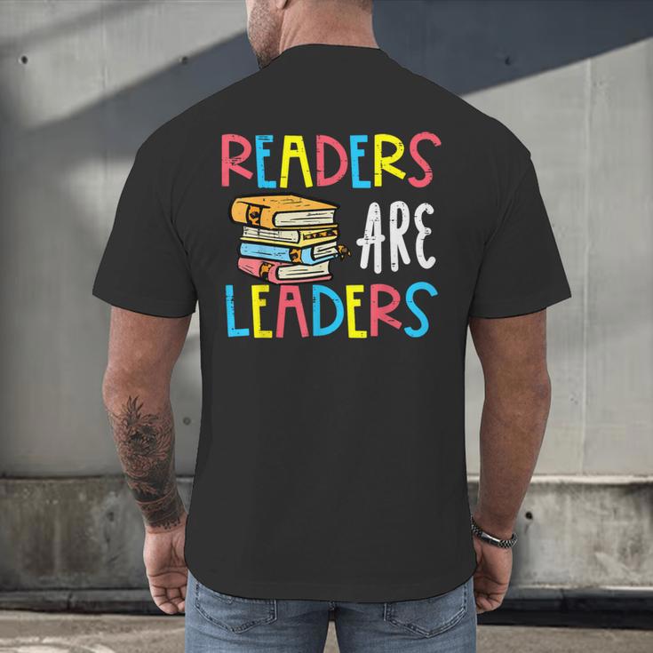Readers Are Leaders Reading Book Lover Teacher Women Men Kid Men's Back Print T-Shirt, gift for family, gift for coworker