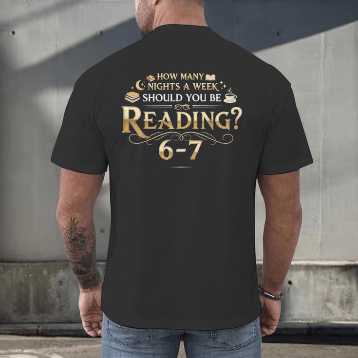 Reading 6–7 Teacher Librarian English Book Lover Quote Men's Back Print T-Shirt, gift for family, gift for coworker Reading 6–7 Teacher Librarian English Book Lover Quote Men's Back Print T-Shirt, gift for family, gift for coworker