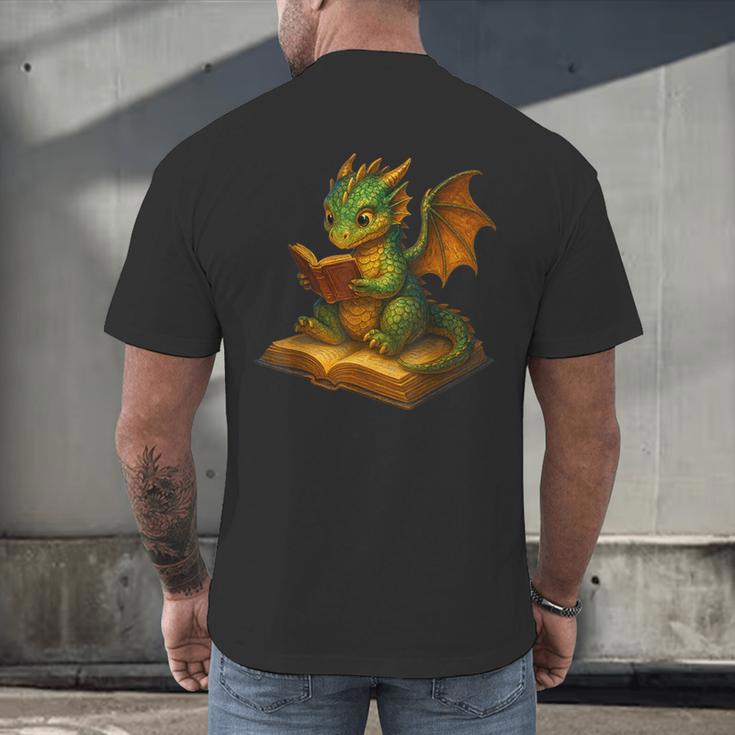 Reading Dragon Shirt For Bookish Teacher Librarian Bookworm Men's Back Print T-Shirt, gift for family, gift for coworker