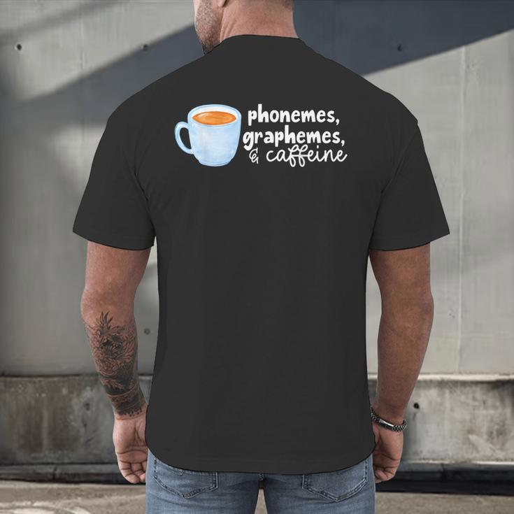 Reading Interventionist Specialist Teacher Phonemes Graphemes And Caffeine Reading Intervention -Adults Classic Fit Short Sleeve Men's Back Print T-Shirt, gift for family, gift for coworker Reading Interventionist Specialist Teacher Phonemes Graphemes And Caffeine Reading Intervention -Adults Classic Fit Short Sleeve Men's Back Print T-Shirt, gift for family, gift for coworker