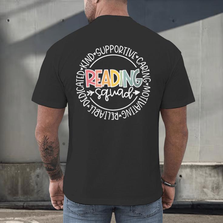 Reading Squad Teacher Reader Librarian Interventionist Team Men's Back Print T-Shirt, gift for family, gift for coworker