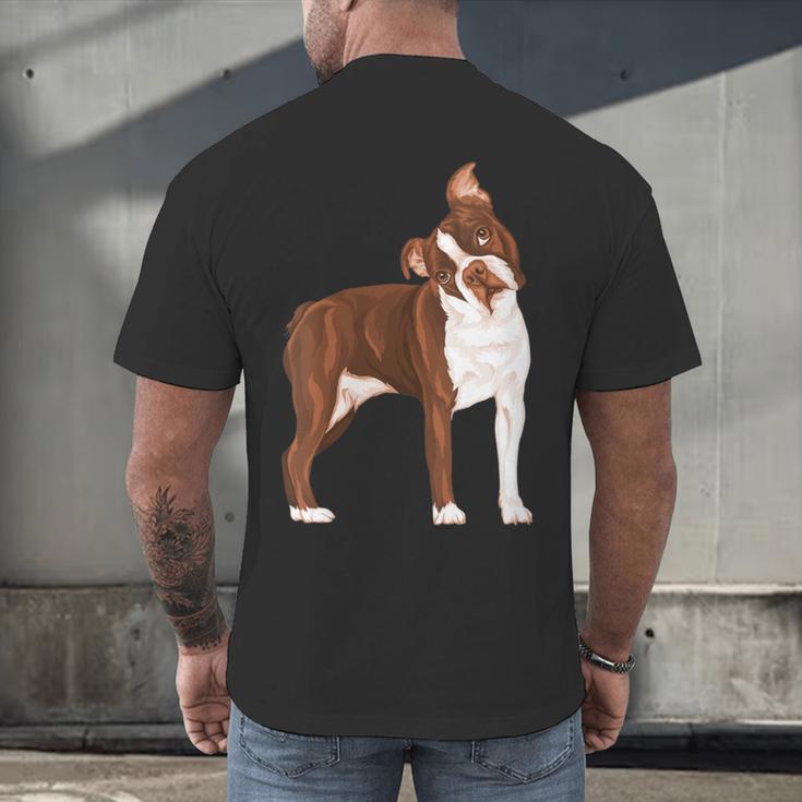Red Boston Terrier Dog Men's Back Print T-Shirt, gift for family, gift for coworker