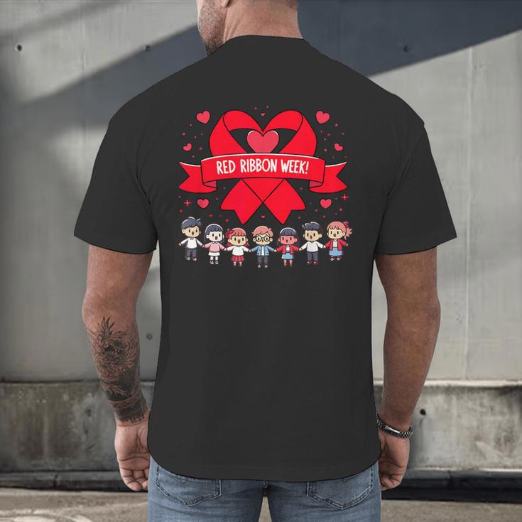 Red Ribbon Week Awareness For Students And Teachers Men Women Girls Kids Men's Back Print T-Shirt, gift for family, gift for coworker