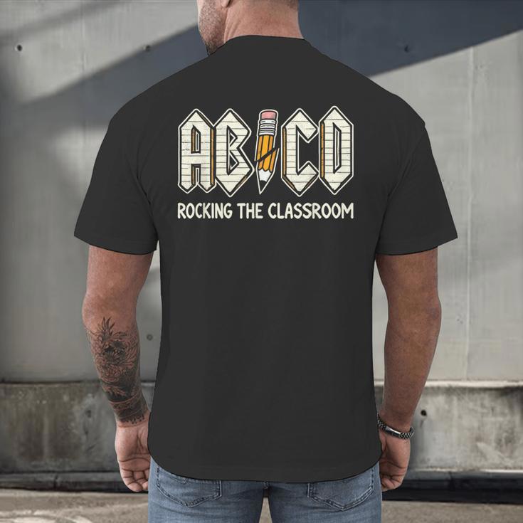 Retro Abcd Teacher Novelty Back To School Teacher Men's Back Print T-Shirt, gift for family, gift for coworker