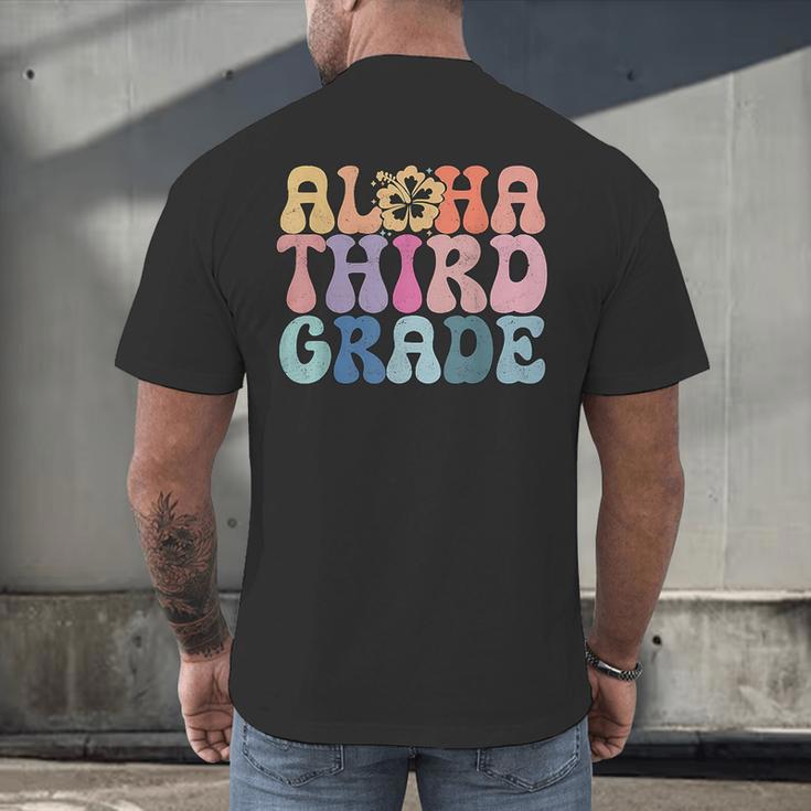 Retro Aloha Third Grade Teacher Summer Vacation Beach Hawaii Men's Back Print T-Shirt, gift for family, gift for coworker Retro Aloha Third Grade Teacher Summer Vacation Beach Hawaii Men's Back Print T-Shirt, gift for family, gift for coworker