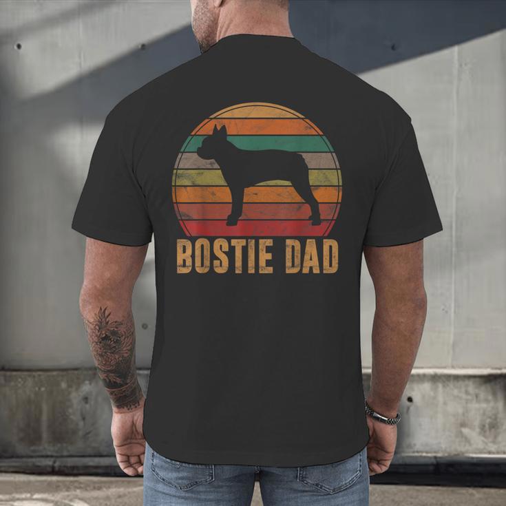 Retro Boston Terrier Dad Dog Owner Pet Bostie Father Men's Back Print T-Shirt, gift for family, gift for coworker