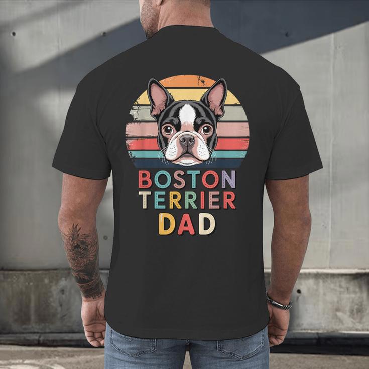 Retro Boston Terrier Dad Men's Back Print T-Shirt, gift for family, gift for coworker