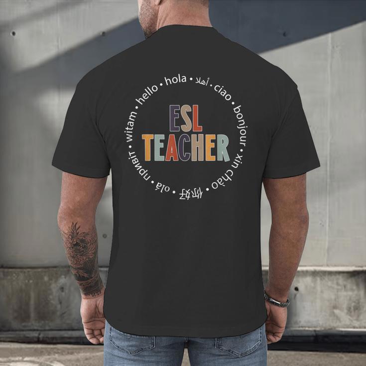 Retro ESL Teacher Teach Multilingual Learners Team Men's Back Print T-Shirt, gift for family, gift for coworker Retro ESL Teacher Teach Multilingual Learners Team Men's Back Print T-Shirt, gift for family, gift for coworker