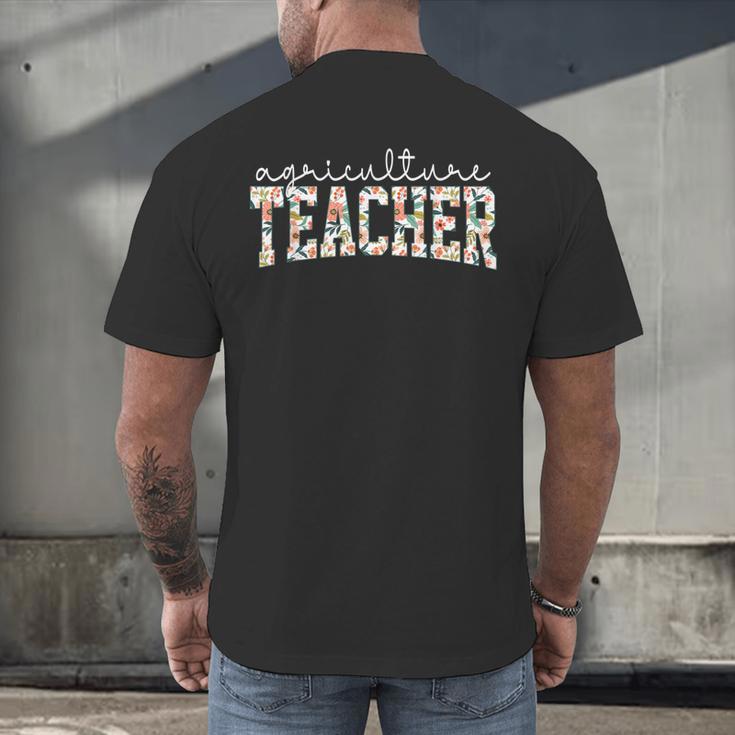 Retro Floral Agriculture Teacher Farmer AG Teacher Team Crew Men's Back Print T-Shirt, gift for family, gift for coworker