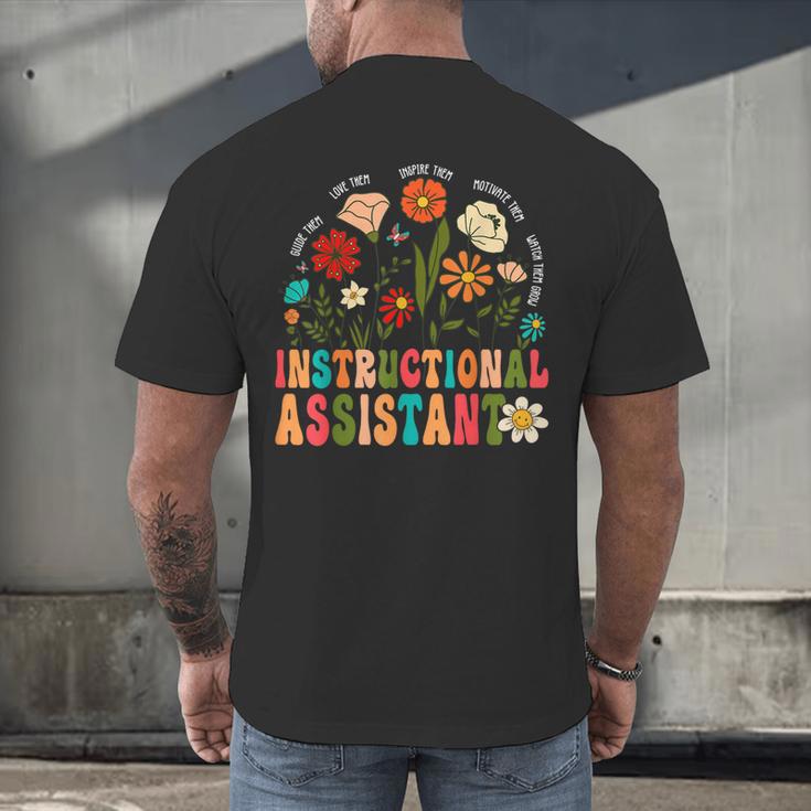 Retro Instructional Assistant Wildflowers Teacher Aide Men's Back Print T-Shirt, gift for family, gift for coworker