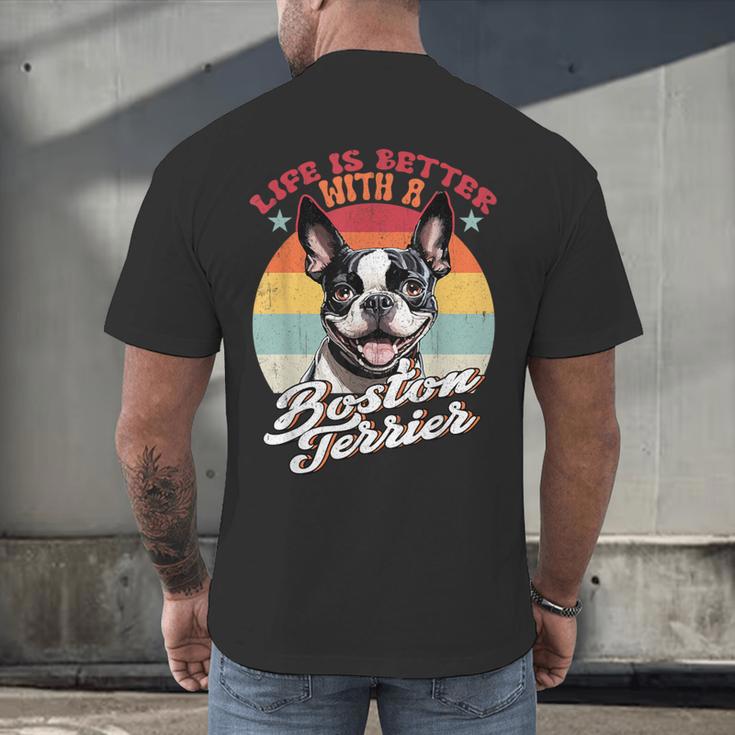 Retro Life Is Better With Boston Terrier Mom Dog Lover Men's Back Print T-Shirt, gift for family, gift for coworker