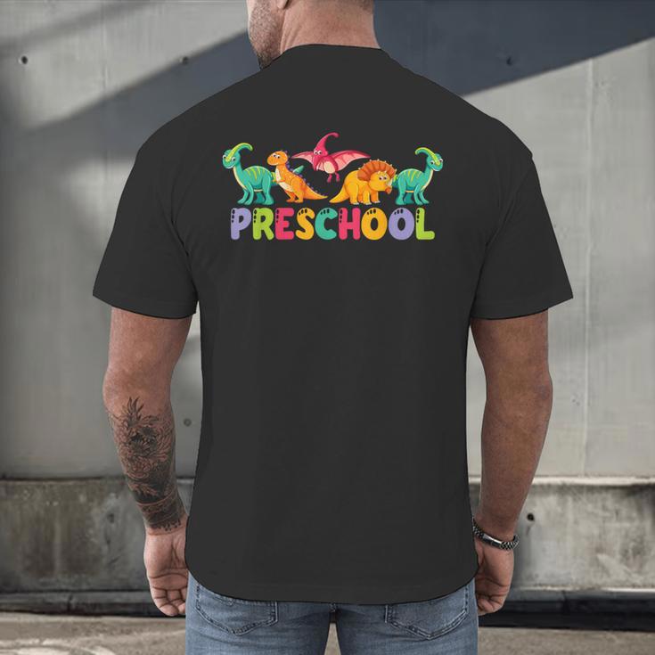 Retro Preschool Cute Dinosaur Preschool Teacher Kids Boys Men's Back Print T-Shirt, gift for family, gift for coworker Retro Preschool Cute Dinosaur Preschool Teacher Kids Boys Men's Back Print T-Shirt, gift for family, gift for coworker