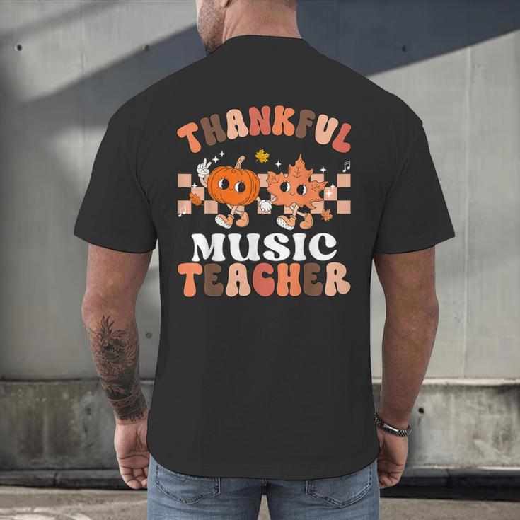 Retro Thankful Music Teacher Pumpkin Fall Thanksgiving Men's Back Print T-Shirt, gift for family, gift for coworker Retro Thankful Music Teacher Pumpkin Fall Thanksgiving Men's Back Print T-Shirt, gift for family, gift for coworker