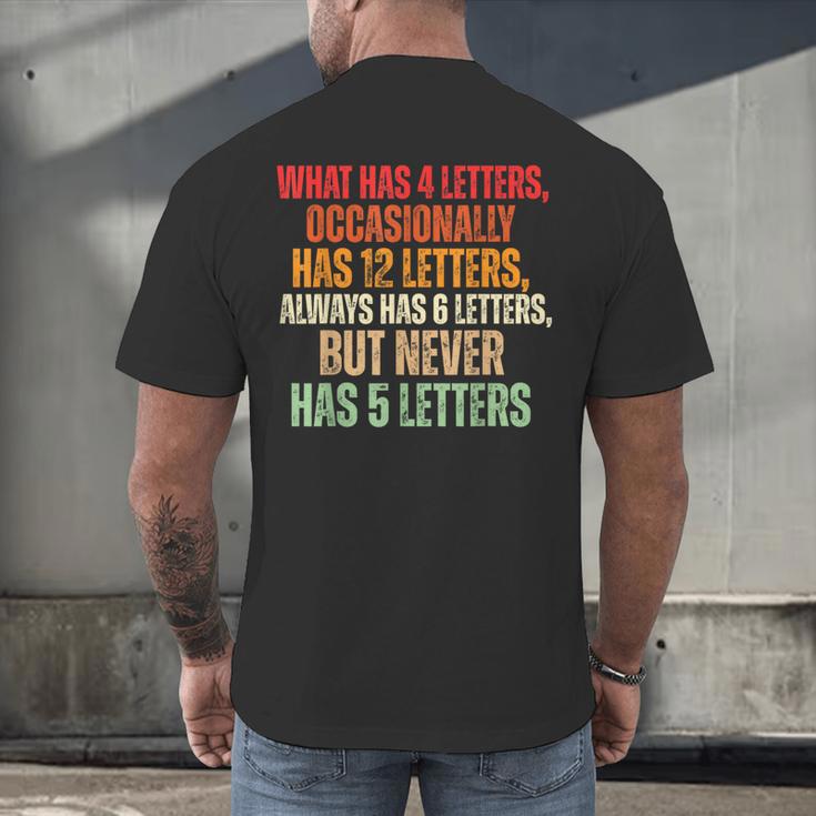 Riddle Wordplay Joke For Grammar Nerds And Teachers Men's Back Print T-Shirt, gift for family, gift for coworker Riddle Wordplay Joke For Grammar Nerds And Teachers Men's Back Print T-Shirt, gift for family, gift for coworker
