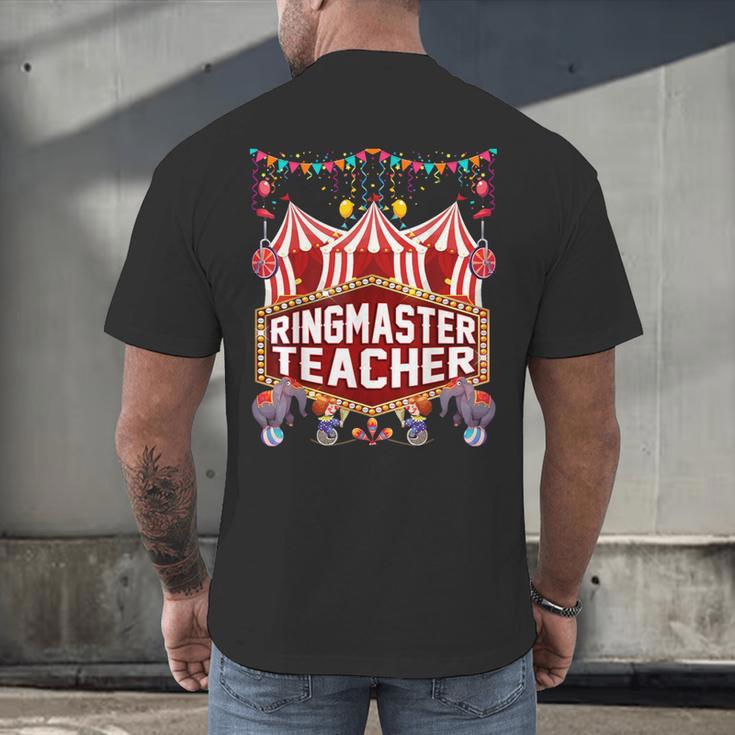 Ringmaster Teacher Costume – Carnival Birthday Style Men's Back Print T-Shirt, gift for family, gift for coworker