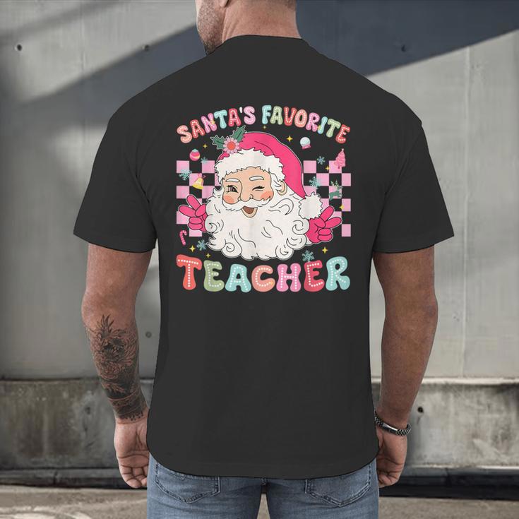 Santa Favorite Teacher Shirt Teacher Christmas Men's Back Print T-Shirt, gift for family, gift for coworker Santa Favorite Teacher Shirt Teacher Christmas Men's Back Print T-Shirt, gift for family, gift for coworker