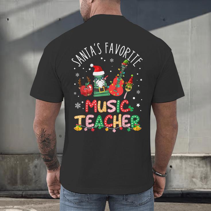 Santa's Favorite Music Teacher Christmas Santa Hat Matching Men's Back Print T-Shirt, gift for family, gift for coworker Santa's Favorite Music Teacher Christmas Santa Hat Matching Men's Back Print T-Shirt, gift for family, gift for coworker