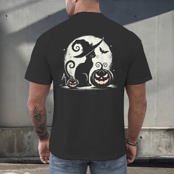 Scary Halloween Cat Costume Retro Cat Moon For Men Women Kids Men's Back Print T-Shirt, gift for family, gift for coworker