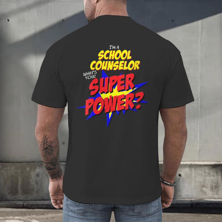 School Counselor Teacher Superhero Superpower Comic Book Men's Back Print T-Shirt, gift for family, gift for coworker School Counselor Teacher Superhero Superpower Comic Book Men's Back Print T-Shirt, gift for family, gift for coworker