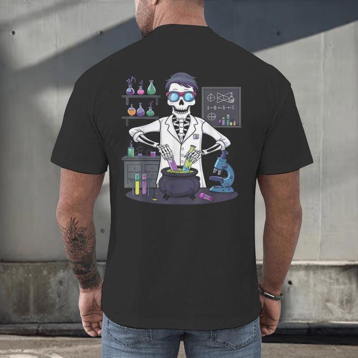 Science Teacher Halloween Skeleton Scientist Chemistry Men's Back Print T-Shirt, gift for family, gift for coworker Science Teacher Halloween Skeleton Scientist Chemistry Men's Back Print T-Shirt, gift for family, gift for coworker