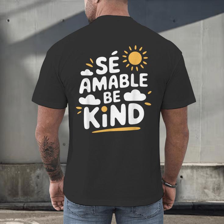 SÉ AMABLE Be Kind Bilingual Teacher Maestra Spanish Teacher Men's Back Print T-Shirt, gift for family, gift for coworker SÉ AMABLE Be Kind Bilingual Teacher Maestra Spanish Teacher Men's Back Print T-Shirt, gift for family, gift for coworker