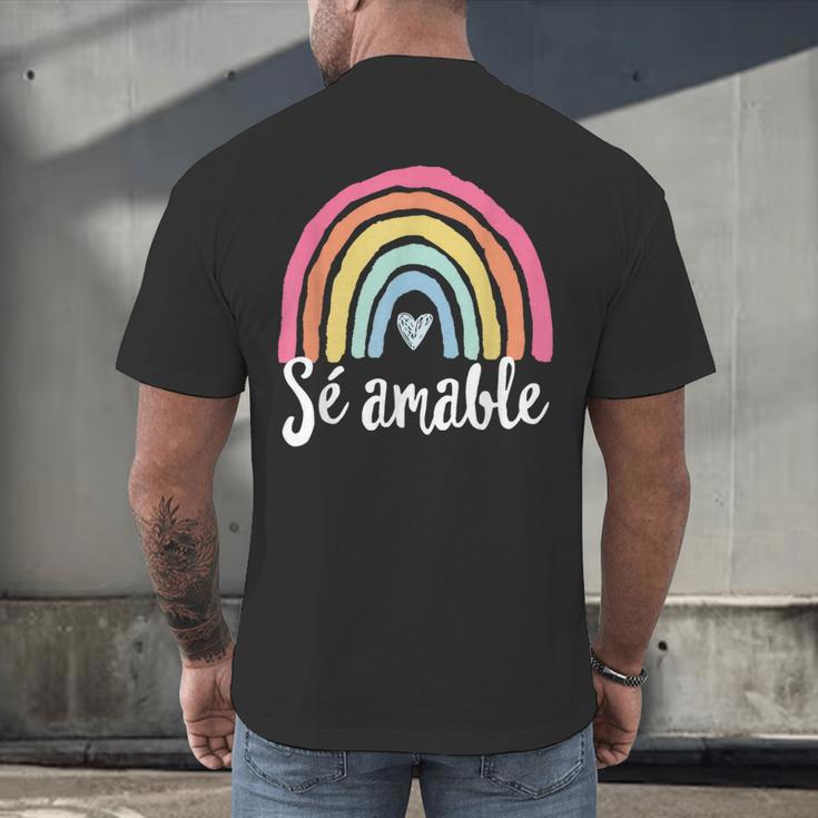 Sé Amable Spanish Bilingual Teacher Be Kind Boho Rainbow Men's Back Print T-Shirt, gift for family, gift for coworker Sé Amable Spanish Bilingual Teacher Be Kind Boho Rainbow Men's Back Print T-Shirt, gift for family, gift for coworker
