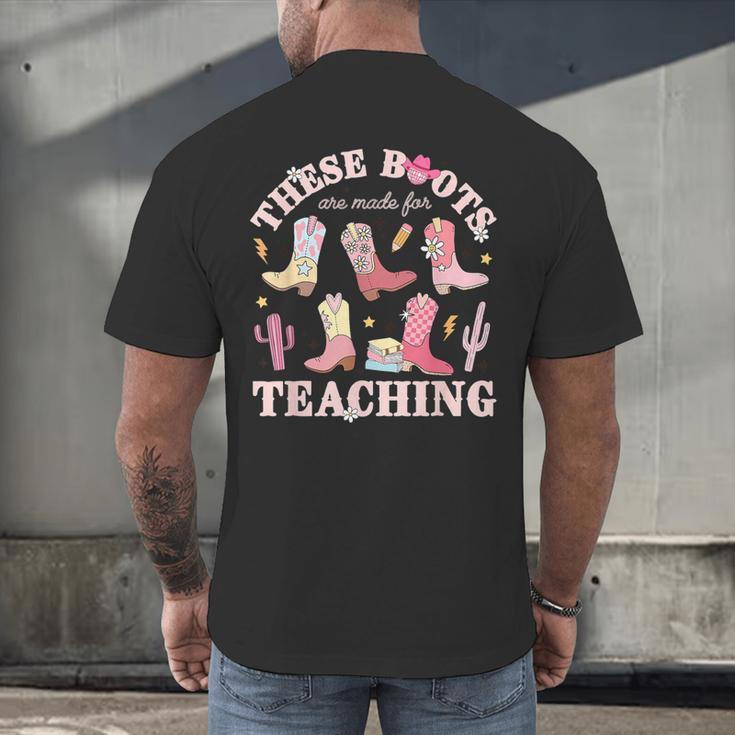 These Boots Are Made For Teaching Western Cowgirl Teacher Men's Back Print T-Shirt, gift for family, gift for coworker These Boots Are Made For Teaching Western Cowgirl Teacher Men's Back Print T-Shirt, gift for family, gift for coworker