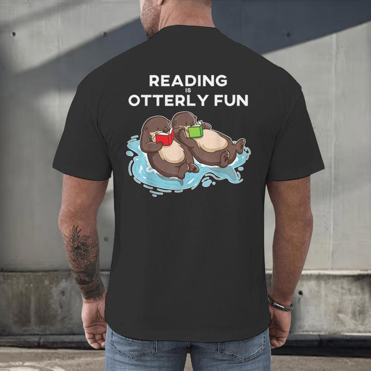 Sea Otter Book Reading Shirt For Bookworm Teachers Men's Back Print T-Shirt, gift for family, gift for coworker