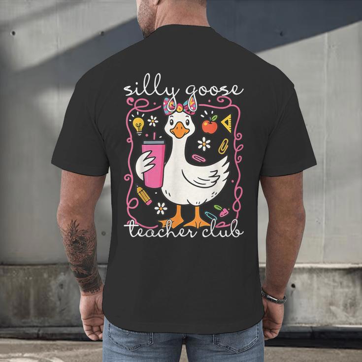 Silly Goose Teacher Club Animal Lover Groovy Teacher Men's Back Print T-Shirt, gift for family, gift for coworker