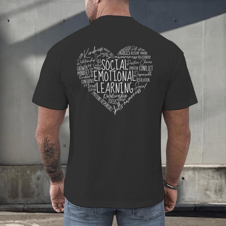 Social Emotional Learning Heart Counselor Teacher SEL Kind Men's Back Print T-Shirt, gift for family, gift for coworker