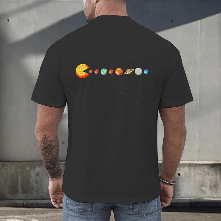 Solar System Teacher Video Games Sun Eating Planets Men's Back Print T-Shirt, gift for family, gift for coworker Solar System Teacher Video Games Sun Eating Planets Men's Back Print T-Shirt, gift for family, gift for coworker