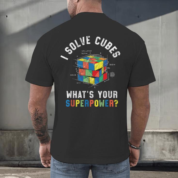 I Solve Cubes Speed Cubing Vintage Youth Math Teacher Men's Back Print T-Shirt, gift for family, gift for coworker I Solve Cubes Speed Cubing Vintage Youth Math Teacher Men's Back Print T-Shirt, gift for family, gift for coworker