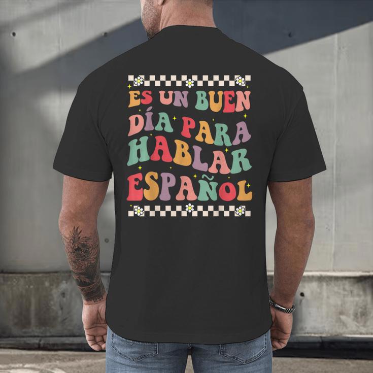 Spanish Teacher Maestra Hablar EspañOl Bilingual Teacher Men's Back Print T-Shirt, gift for family, gift for coworker Spanish Teacher Maestra Hablar EspañOl Bilingual Teacher Men's Back Print T-Shirt, gift for family, gift for coworker