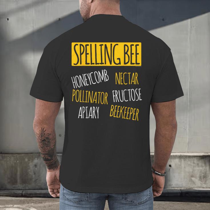 Spelling Bee Halloween Pun Costume Beekeeper Teacher Men's Back Print T-Shirt, gift for family, gift for coworker